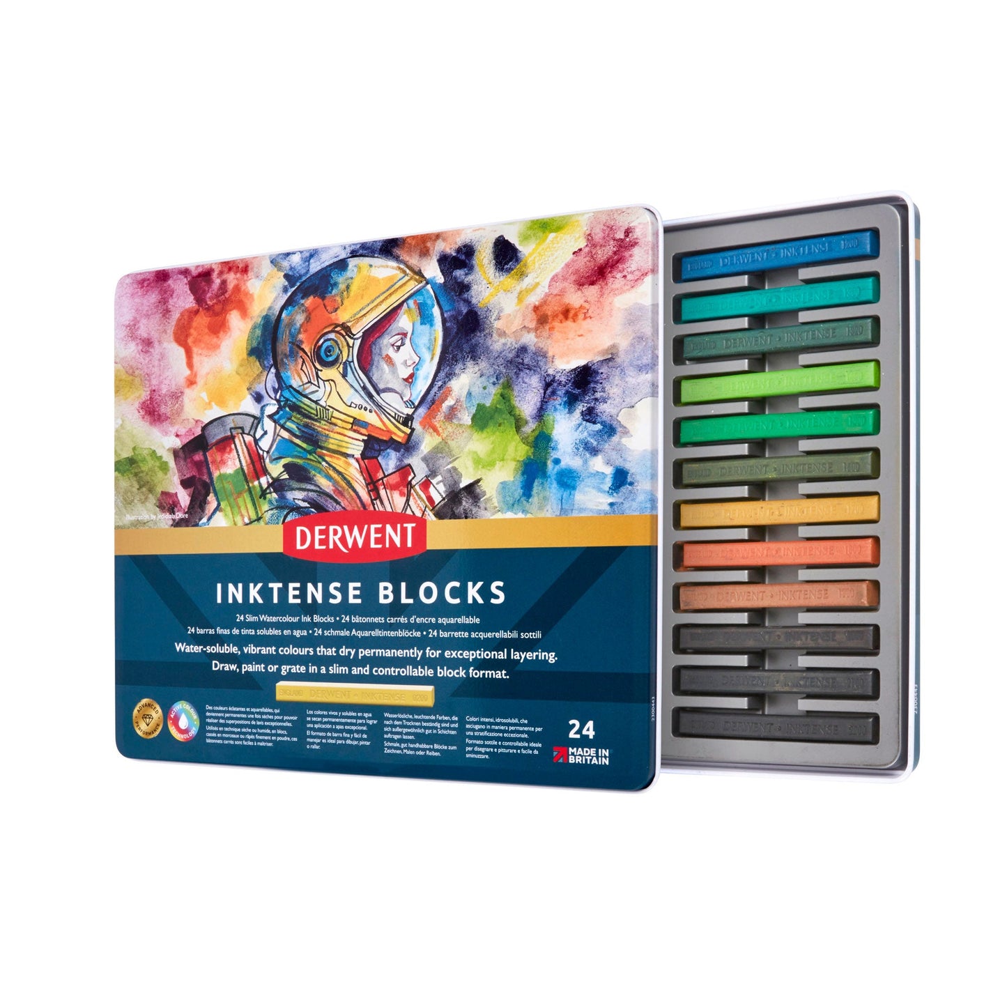 Derwent Inktense Watercolour Ink Blocks - Set of 24