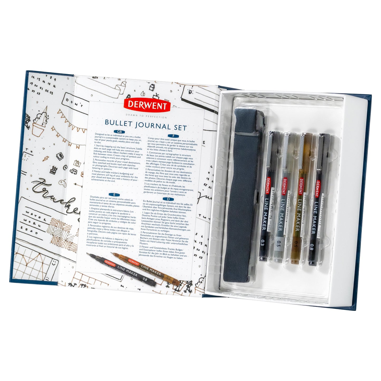 Derwent Bullet Journal Set - A5 Journal + 4 Derwent Line Makers