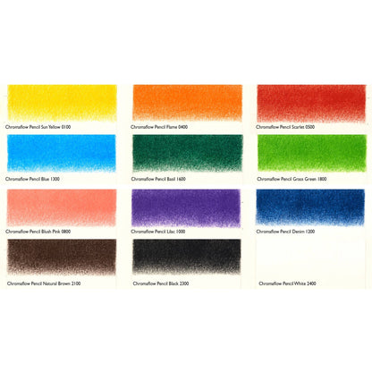 Derwent Chromaflow Pencils - Set of 12 - FREE Set of 2 Blender Pens