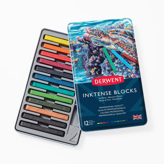 Derwent Inktense Watercolour Ink Blocks - Tin of 12