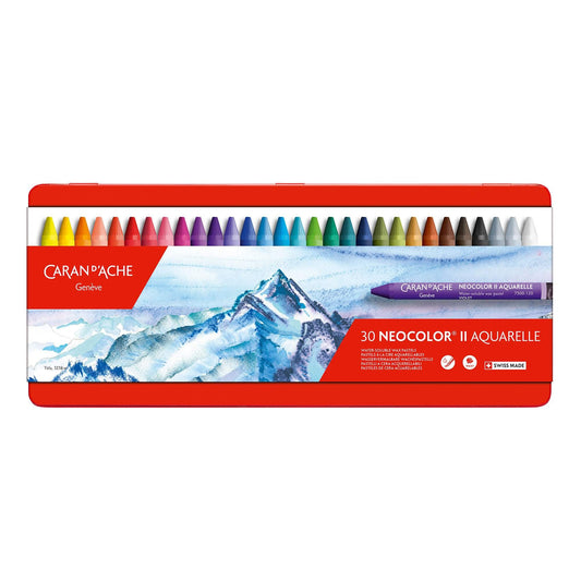 Caran d'Ache Neocolor II Aquarelle - Water Soluble Wax Pastels - Set of 30